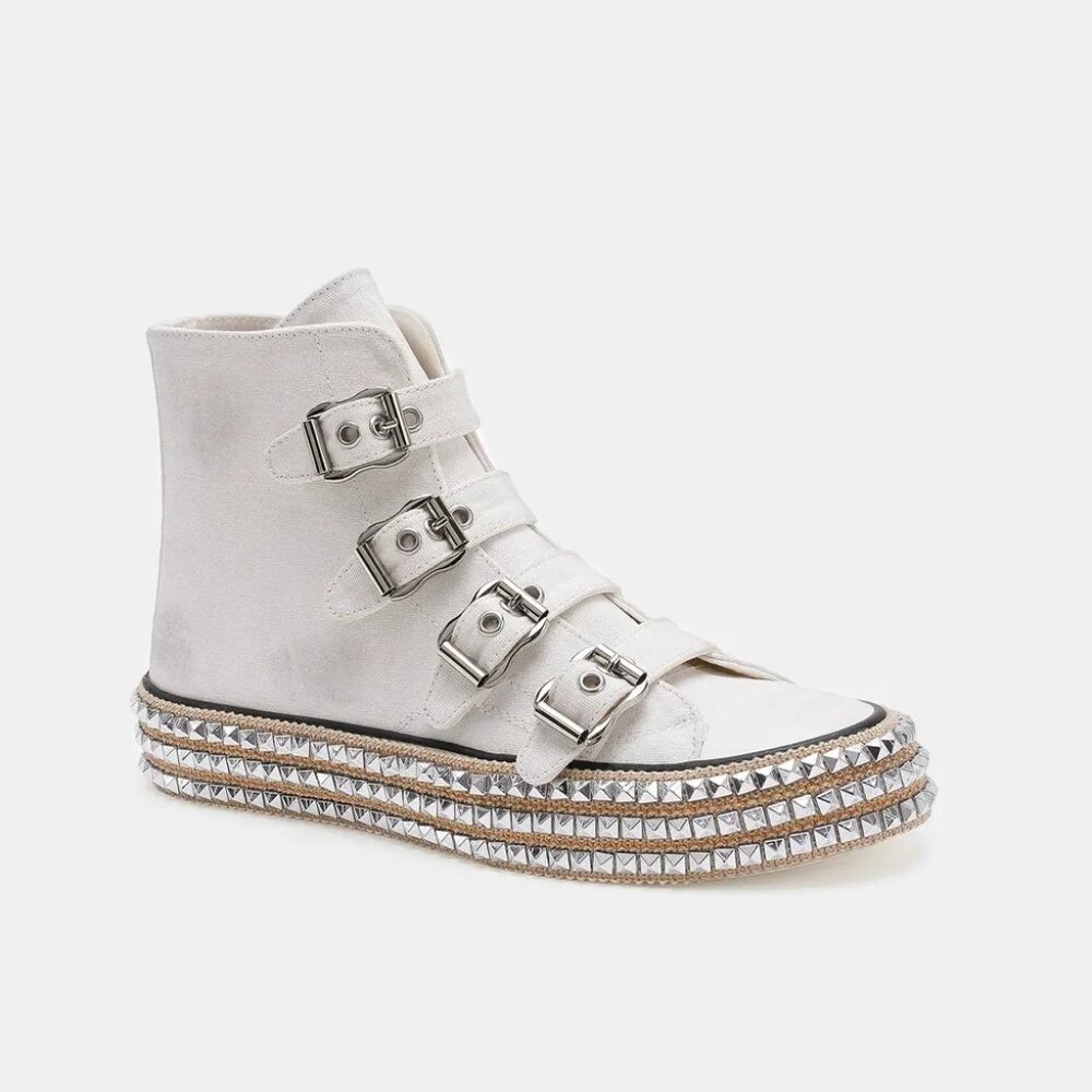 Beast Fashion Multi-Buckle Straps Studded Platform Sneakers-Punk - Picture 3 of 5